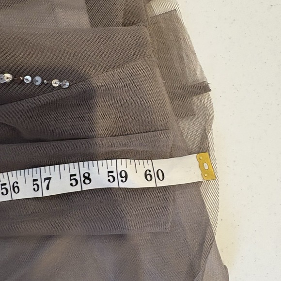 Adrianna‎ Papell Womens Beaded Gown 8 Taupe Mesh Feminine Elegant Wedding NYE - Picture 6 of 9